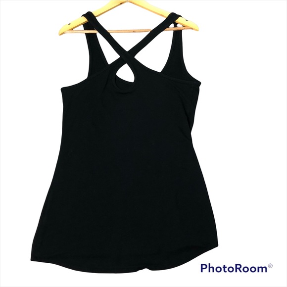 ATHLETA criss cross back  tunic tank top scoop neck black size M super soft - Picture 2 of 13